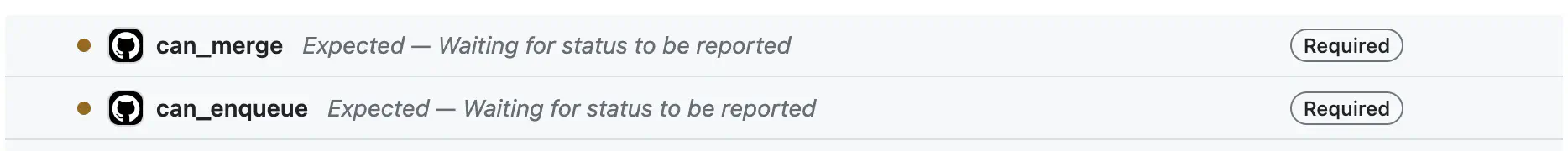 Two status checks that say they are waiting for status, but there's no link